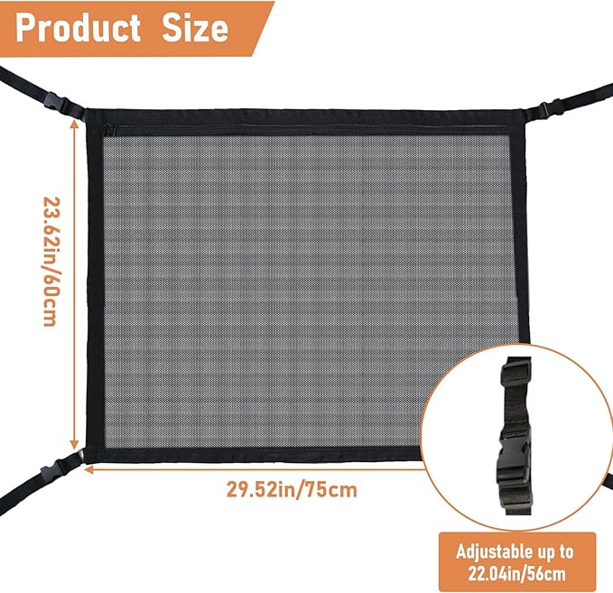 Double Layer Dog Car Net Barrier,Sturdy Pet Barrier, Easy to Install, Car Divider & Storage Bag,23.6"x29.5" Universal Fit for Car,SUV,Truck