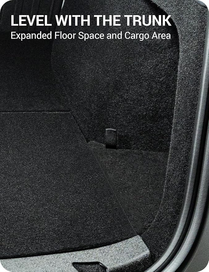 BASENOR 2025 2026 Tesla Model Y Trunk Storage Bins, (Proprietary Design) Trunk Organizer with Carpeted Lid, Rear Trunk Side Storage Box for Model Y Juniper Interior Accessories
