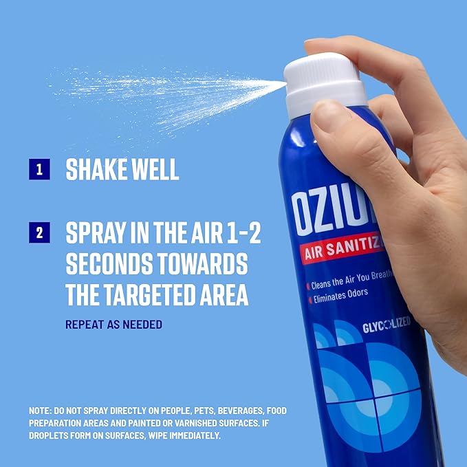 Ozium 8 Oz. Air Sanitizer & Odor Eliminator for Homes, Cars, Offices and More, Vanilla Scent, Pack of 2