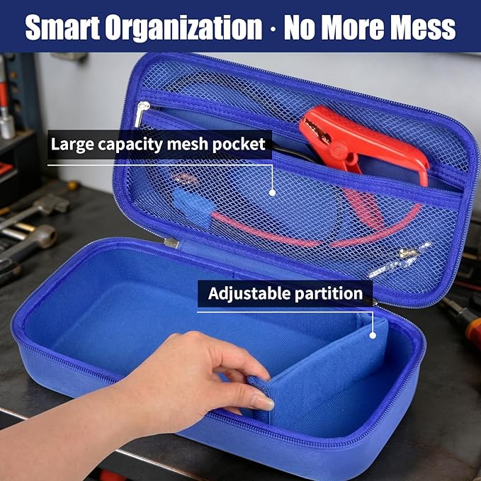 casmilee Case for Halo Bolt 58830/57720/ Air 58830/ ACDC Max 55500/ PaL 1000/ Air+ 1750/ Ultimate 2 Portable Emergency Power Kit, Holder for Car Jump Starter and Extra Accessory- Blue (Box Only)