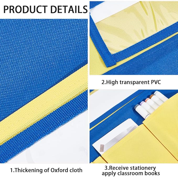 CRASPIRE Classroom Chair Pockets 15.66 x 18.18 inch Yellow Chairback Buddy Pocket Chart Desk Buddy Pocket Organizer with Label Slot for School Home Classroom Preschool Daycare