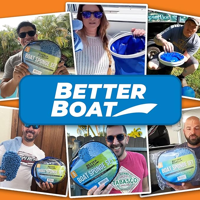 Boat Cleaner and Car Wash Sponges, Non-Scratch Microfiber Sponge and Wash Cloths, Complete Cleaning Kit for Interior, Exterior, Seats, Fiberglass Boat Hull, and Car, Washing and Detailing Supplies