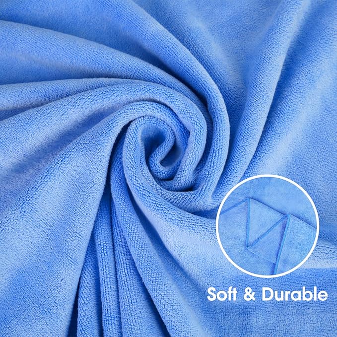 JML Bath Towel, Microfiber Bathroom Towels Set 6 Pack 30" x 60" - Extra Large, Soft, Absorbent, Quick Dry, Odor Resistant, No Shedding, Shrink Resistant, Use for Hair Wrap, Fitness, Sport, Yoga, Blue