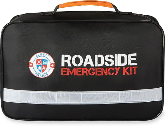 Always Prepared Premium Roadside Emergency Kit for Car - Car Safety Kit, Tools, First Aid, Visibility Gear & More - Perfect Roadside Assistance Kit Gift for New Drivers (125 pc)