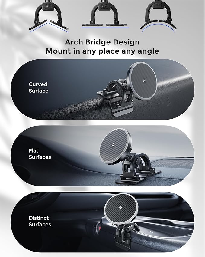 Estbuc 2-in-1 15W Magsafe Car Mount Charger, Magnetic Wireless Car Charger, 360° Dashboard & Air Vent Phone Mount, Phone Holders for Your Car, Car Accessories for Men Women for iPhone 17-12