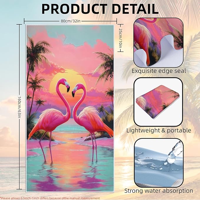 2 Pack Car Towel Seat Covers with Storage Bag, Multifunctional Towel for Gym Outdoor Sport, Picnic, Beach, Pet Dog Travel,Non-Slip Washable Car Seat Protector (Flamingo)