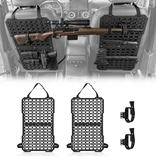 Gun Rack with Seat Back Organizer for Truck, Universal Tactical Molle Panel Mounts Truck Back Seat Organizer