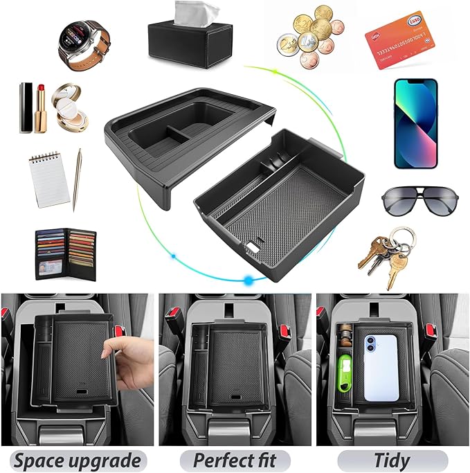 SKTU 2PCS for 2025 2026 Ford Maverick Center Console Organizer for 2025 2026 Ford Maverick Dashboard Organizer 2025 2026 Maverick Console Tray Ford Maverick 2025 2026 Accessories ABS Console Tray