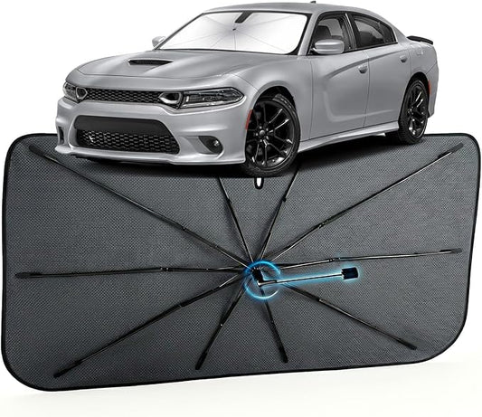 Car Windshield Sun Shade for Dodge Charger 2011-2024 –[Reflective Coated Fabric] Sunshade Umbrella for Front Window, Car Shades Sun Visor Keep Car Cool and Protects Interior, 1:1 Exact Fit