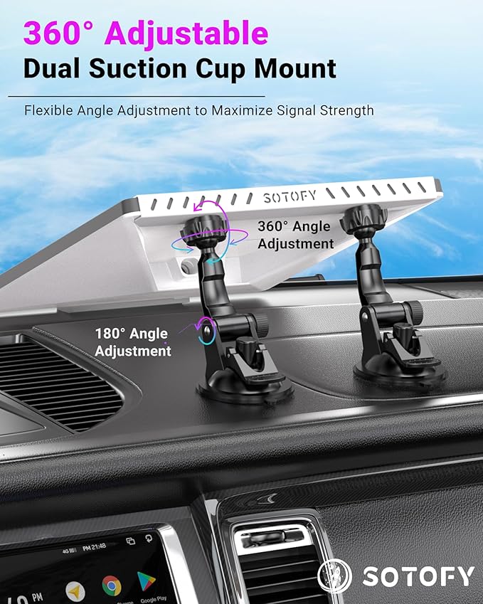Starlink Mini Dash Mount, 360° Adjustable Dual Base Suction Cup with U-Shaped Cradle for Dashboard, Windshield, Starlink Mini Mobility Accessories for Car, RV, Boat, Truck