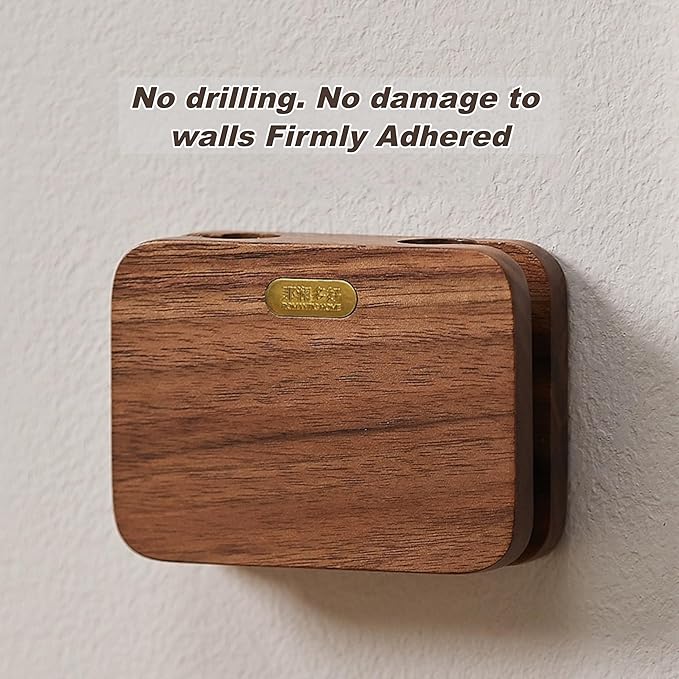 Solid Wood Self-Adhesive Cord Holder for Thick Cables - Cable Management for Nightstand, Kitchen,PC,TV & Office, USB Cable Holder, Wire Organizer