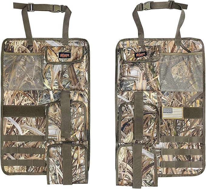 MYDAYS 2 Pack Tactical Seat Back & Front Seat Gun Organizer with Molle Panel Vehicle Gun Holders for Hunting Rifles & Shotguns (Camo)