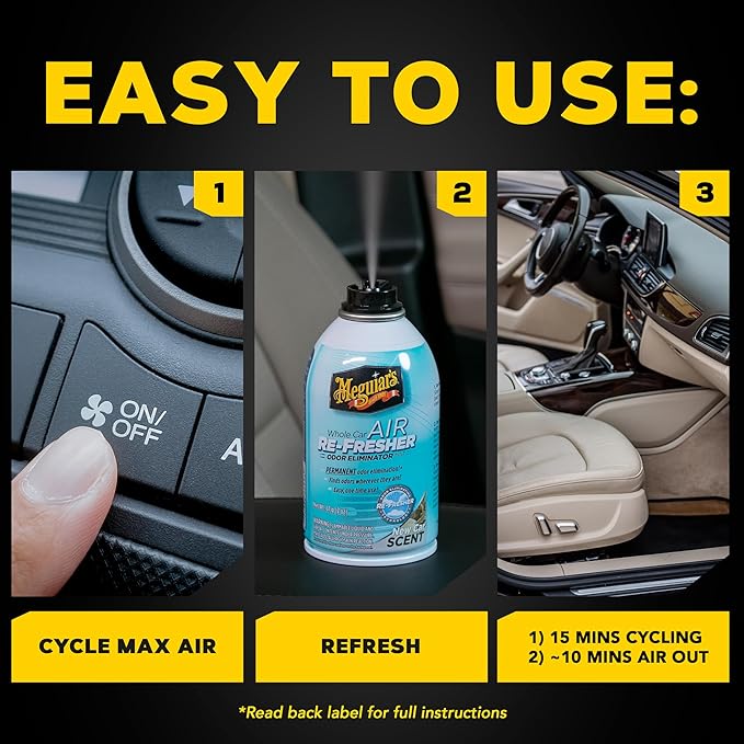 Meguiar's Whole Car Air Re-Fresher,Odor Fighting Mist, Fights Off Strong Vehicle Odors,Air Freshener,Fiji Sunset Scent, 2 Oz Aerosol Canister