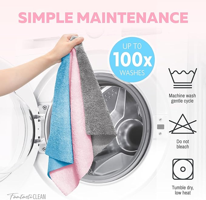 Fantasticlean XL Tear-Away Microfiber Cleaning Cloth Roll, 16'' by 16''- 36 Sheets, Thick & Large Detailing Towels, Ultra Absorbent, Lint-Free Reusable Wipes for All-Around Cleaning (Glossy Grey)