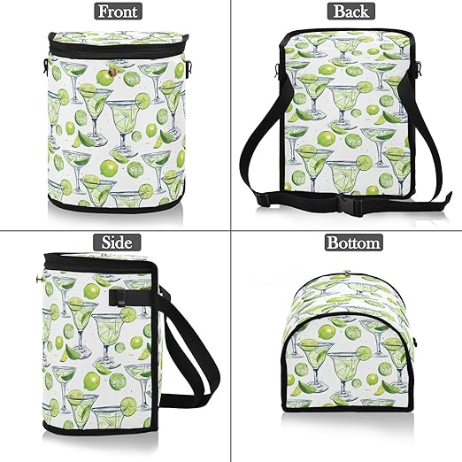 Car Trash Can Lemon and Margarita Alcohol Cocktail Car Garbage Bag with Lid Hanging Waterproof Leak Proof Vehicle Storage Bin