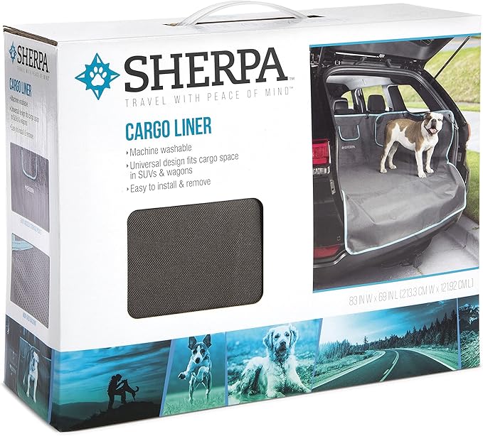 Sherpa Water-Resistant Car Trunk & Cargo Area Protector Cover, Car & Travel Accessory - Non-Slip Backing, Easy Install, Storage Pocket, Adjustable Straps & Fasteners - Charcoal Gray, Cargo