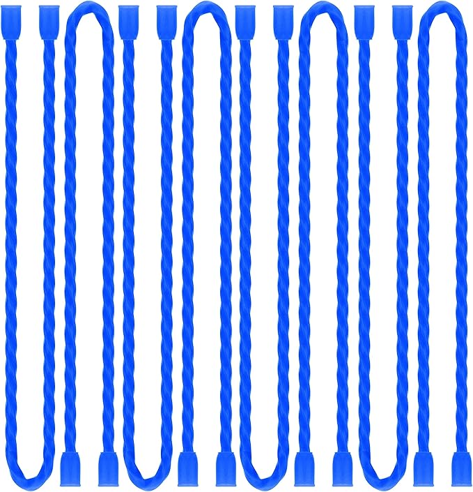 TRIPLE DEER 8Pcs 12-Inch Silicone Cable Ties Colorful Reusable Steel-Core Silicone Twist Gear Tie Straps for Bundling and Organizing, Bendable Holder Strap for Indoor and Out All Purpose, Blue