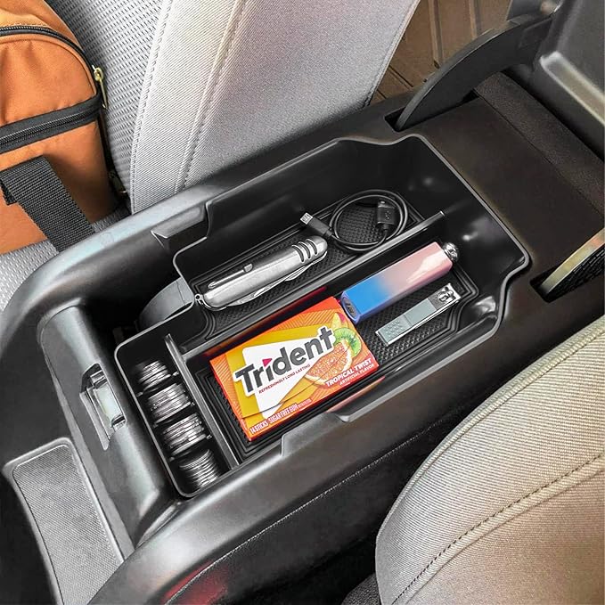 TACORBO Center Console Organizer Compatible with Chevy Colorado/GMC Canyon Accessories 2015-2020 2021 2022 Armrest Secondary Storage Box, ABS Materials,Black Trim