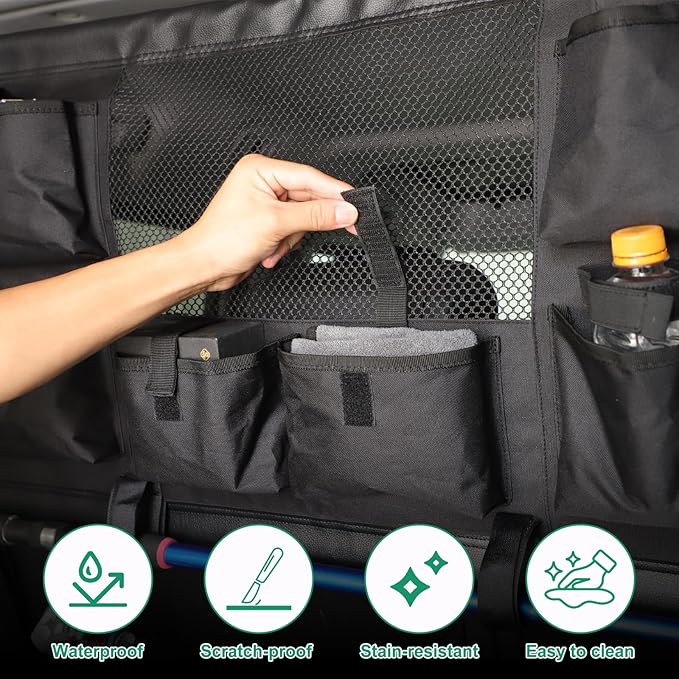 Universal Fit Pet Barrier Car Divider for Ineos Grenadier 2020-2025+ | Heavy-Duty Mesh Backseat & Trunk Dog Fence | Adjustable Vehicle Cargo Net for Travel Safety (Black(with Storage Bags))