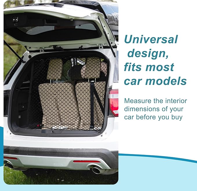 Dog Car Net Barrier, Hook Pet Divider - Black, 47.24"x27.56"