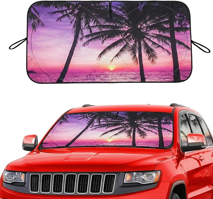 eygeufg Windshield Shade, Car Sun Shade for Front Windshield (Purple Sunset, Standard)