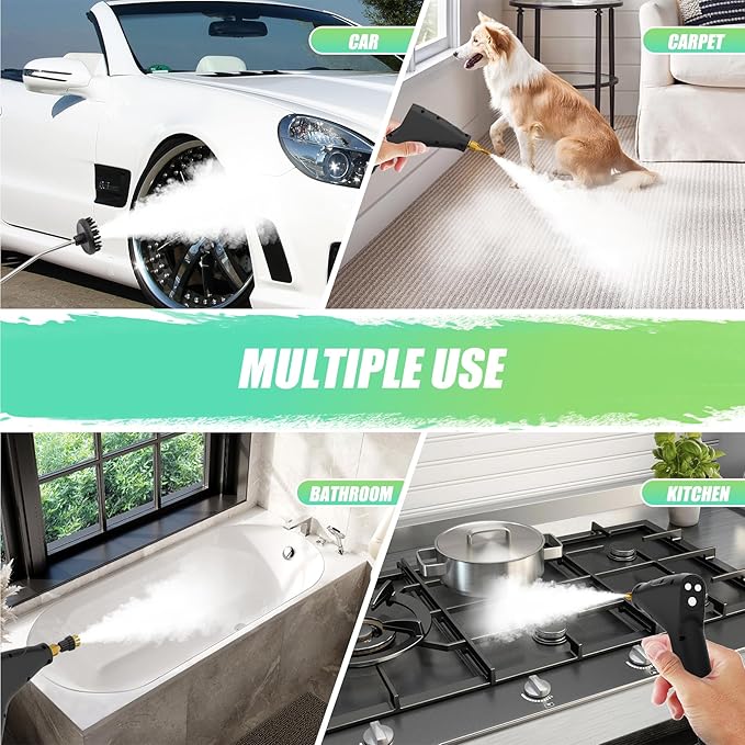 2500W Steam Cleaner for Home & Car, 15s Heat-Up Handheld Steamer for Cleaning, 1.2L Portable High Steam Cleaners, 6-Level Steam Control with 14 pcs Accessories Kit for Car, Floors, Couches, Grout