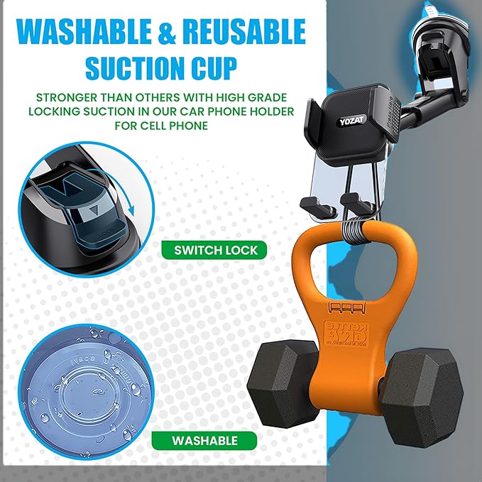 [2026 Upgraded Military-Grade Car Phone Holder Mount — Ultra-Stable Clamp Grip, 3-in-1 Dashboard/Windshield/Air Vent, One-Button Release — Heavy Duty Universal for iPhone & All Smartphones