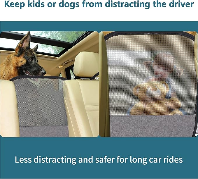 Petsfit Dog Car Barrier Vehicle Pet Barrier Backseat Mesh Dog Car Divider Net with Adjusting Rope and Hook Suitable for SUV Pickup and Small Cars