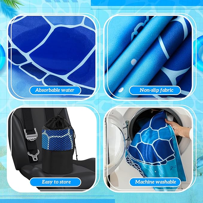 Hahafelt 2 Pack Car Seat Towel Covers with Storage Bag 63 x 32 Inch Athletic Running Towel Seat Sweat Washable Non Slip Cover Gift for Car Outdoor Sport Activities (Sea Turtles)