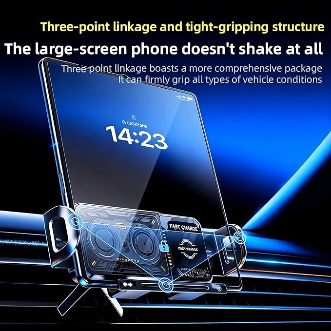 Wireless Car Charger, 2026 Upgrade 15W Fast Charging with LED Light Auto Clamping Phone Holder for iPhone 16/15/14/13 Mini Pro Max, Samsung Galaxy S25 Ultra, S24/S23 etc (Black)