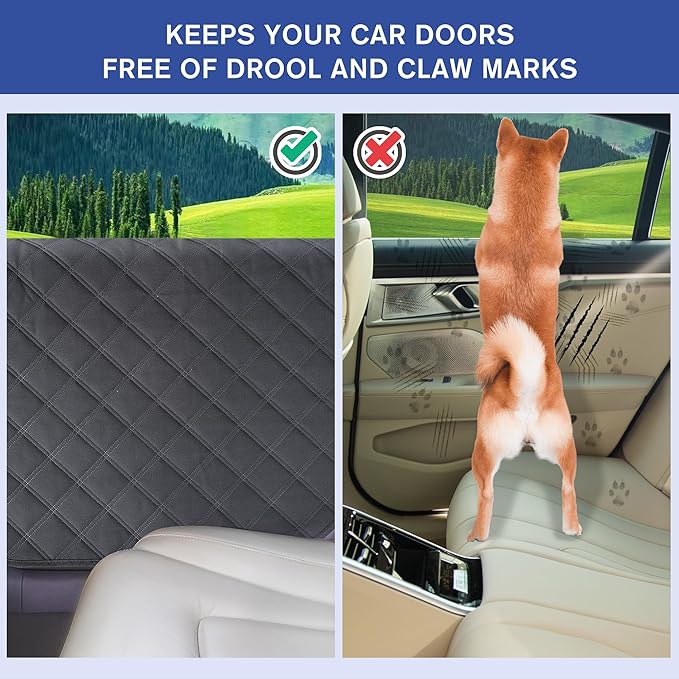 ALLANSING Large Tall Dog Car Door Protector 2-Pack, Protects Doors from Dog Scratches, 900D Heavy Duty Thick Fabric, Window Roll Compatible & No Tint Damage, Secure Fit for Large Cars/SUVs/Trucks