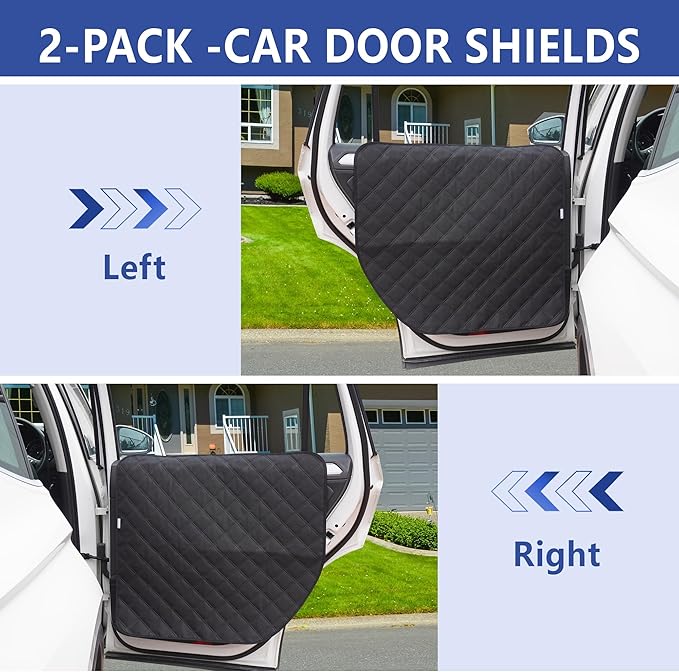 ALLANSING Large Tall Dog Car Door Protector 2-Pack, Protects Doors from Dog Scratches, 900D Heavy Duty Thick Fabric, Window Roll Compatible & No Tint Damage, Secure Fit for Large Cars/SUVs/Trucks