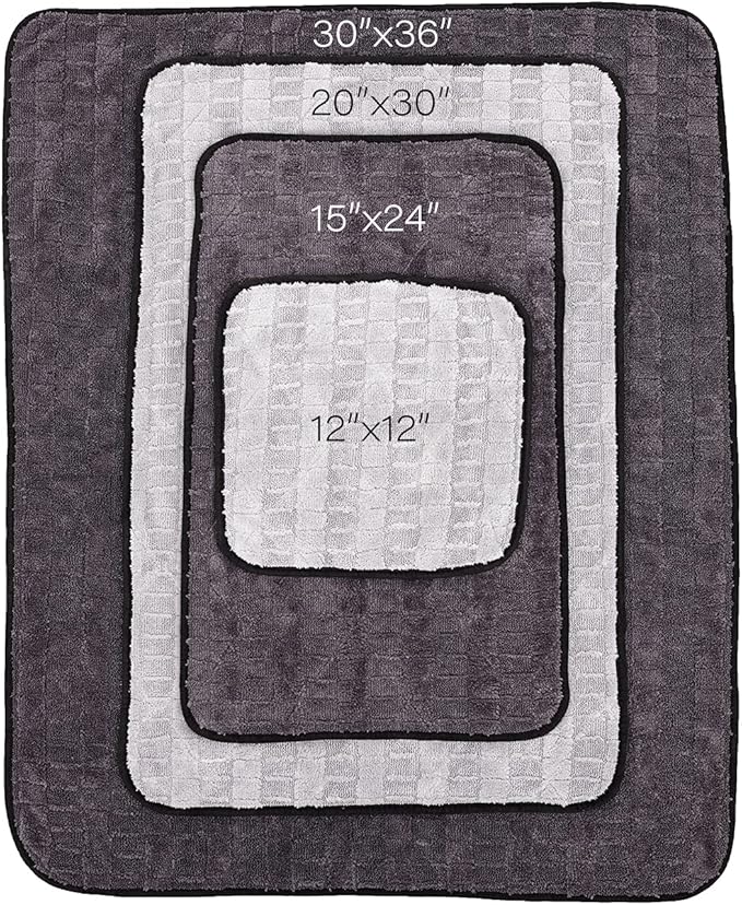 The Rag Company Gauntlet Car Drying Towel - 70/30 Korean Microfiber, Dries Faster Without Scratching, 900gsm, 15x24 inches, Ice Grey/Grey, 2-Pack
