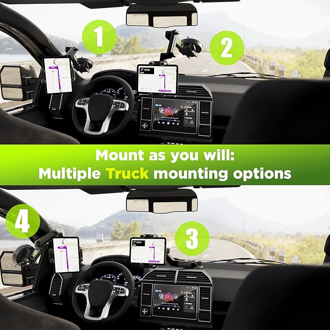 Tablet Holder for Truck Tablet Mount - iPad Mount for Truck, Heavy Duty Super Suction Cup,16.7 inch Long Arm & Stable,Device & iPad Holder for Dashboard,Dashboard Pad Windshield and Window -Commercial