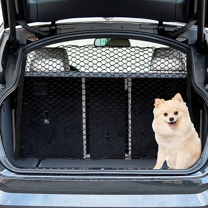 Dog Car Net Barrier, Hook Pet Divider - Black, 47.24"x27.56"