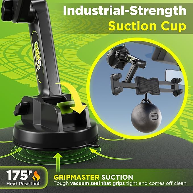 Tablet Holder for Truck Tablet Mount - iPad Mount for Truck, Heavy Duty Super Suction Cup, 16.7 inch Long Arm & Stable, Device & iPad Holder for Dashboard,Dashboard Pad Windshield and Window -Big Rig