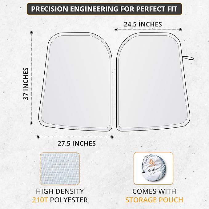 EcoNour Tesla Windshield Sun Shade | Foldable Front Windshield Shade for Sun, Heat and UV Rays | Car Front Window Sunshade | Sun Protection Shade Fit for Tesla Model-3 & Model-Y