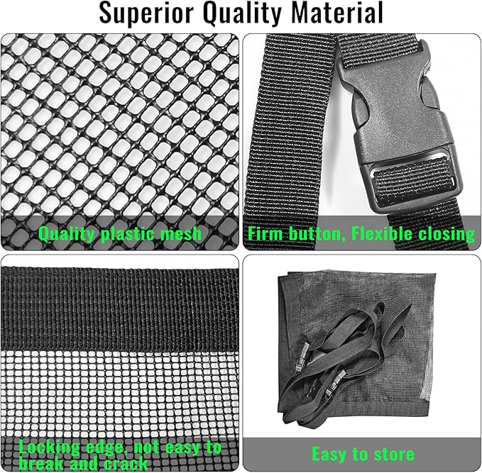 RUIANTE Dog Car Net Barrier Pet Travel Barrier Car Divider Mesh Drive Safely Adjustment Length for Children and Pets Dogs Sturdy Mesh Car Ceiling Cargo Net Universal Fit Cars SUVs Truck Pickup Black