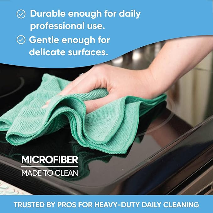 Bulk 16" x 16" All Purpose Microfiber Towels Wholesale - Case Quantity (200 Count) | Large | No Fraying | High Density Microfiber | Zero Chemical Cleaner | Long-Lasting (Black)