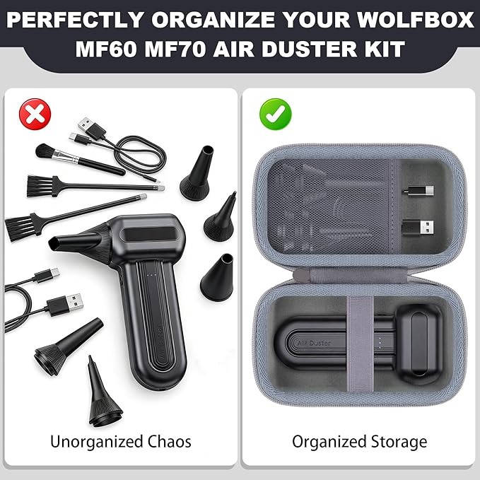 khanka Case for WOLFBOX MF50 MF60 MF70 Electric Air Duster,Hard Storage Case Compatible with Wolfbox MF50 MF60 MF70 Air Compressor and Accessories,Case Only（Grey）