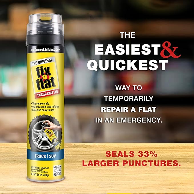 Fix-A-Flat S60369-6PK Aerosol Emergency Flat Tire Repair and Inflator, for X-Large Tires, Eco-Friendly Formula, Universal Fit for All Cars, Trucks and SUVs, 24 oz. (Pack of 6)