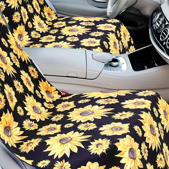 Hahafelt 2 Pack Car Seat Towel Covers with Storage Bag 63 x 32 Inch Athletic Running Towel Seat Sweat Washable Non Slip Cover Gift for Car Outdoor Sport Activities (Sunflower)