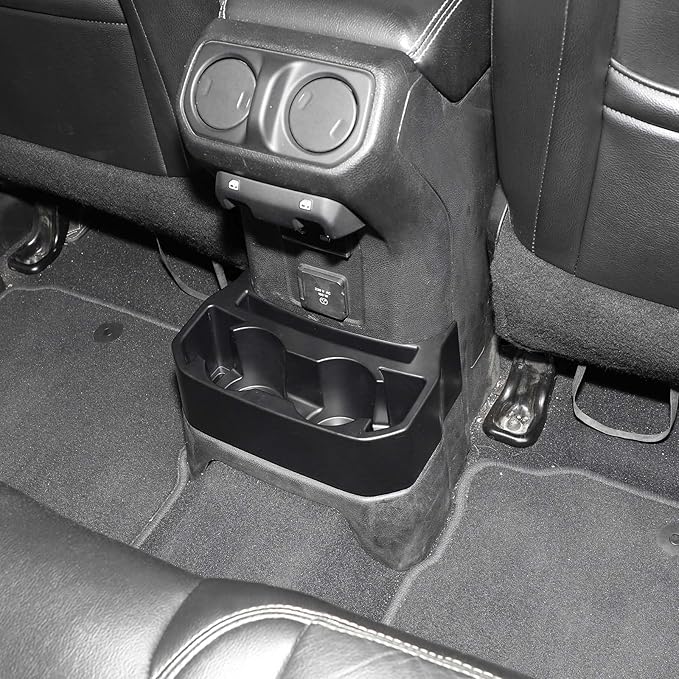 Jimen for JL Rear Cup Holder, Dual Extra Cup Holder Organizer Tray Drink Holder for Back Seat Compatible with Jeep Wrangler JL JLU & Gladiator JT 2018-2025