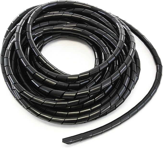 33FT PE 9/16 Inches (14 mm) Black Polyethylene Spiral Wire Wrap Tube PC Manage Cable for Car Computer Cable