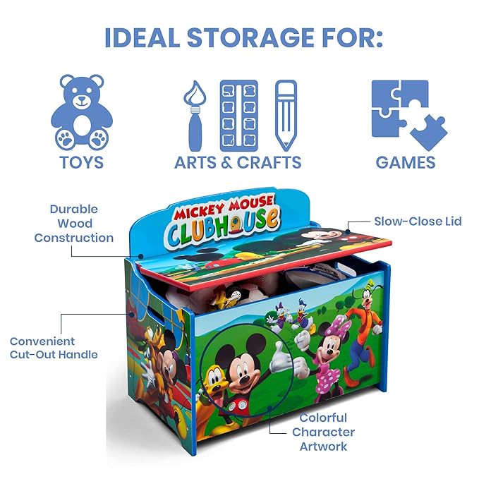 Delta Children Deluxe Toy Box, Disney Mickey Mouse