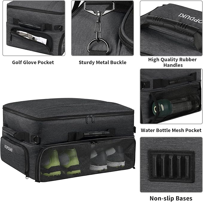Extra Large Golf Trunk Organizer, Golf Gifts for Men Golfers, 20"x 14"x 10" 2 Layer Golf Trunk Organizer for Car, Water-resistant with Ventilated Compartment for 2 Pair Shoes and More Golf Accessories