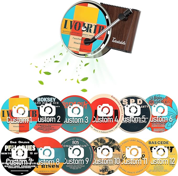 Maicican 12PCS Customizable Car Air Freshener Vent Clip, Pop Singer Album Cover Record Player Shape, Music Lover Gifts. (customization)