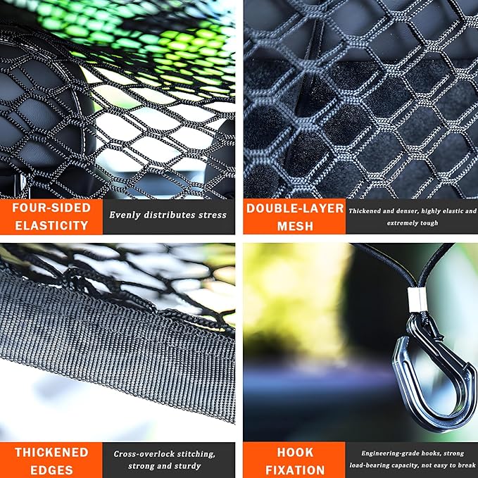 Car Dog Barrier for Chrysler Pacifica 2017-2025, Cargo Net for SUV Adjustable Mesh Pet Barrier Double-Layer Thickened Net Dog Travel Accessoriesa