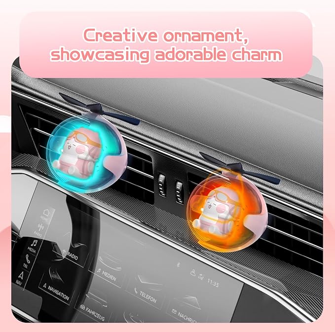 Pink Kitty Car Air Freshener with 6-Color Auto Light Up & 4pcs Scented Tablets – Subtle Fragrance, Decorative Auto Accessories,Cute Mother's Day and Father's Day Small Gift