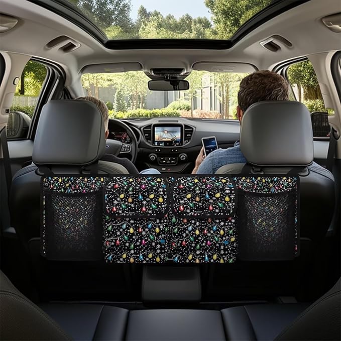 Car Trunk Organizer Hanging Christmas Light Strips Car Back Seat Storage Bag Collapsible Auto Cargo Bag Auto interior Accessories for Most Sedans SUV Jeep Trucks MPV